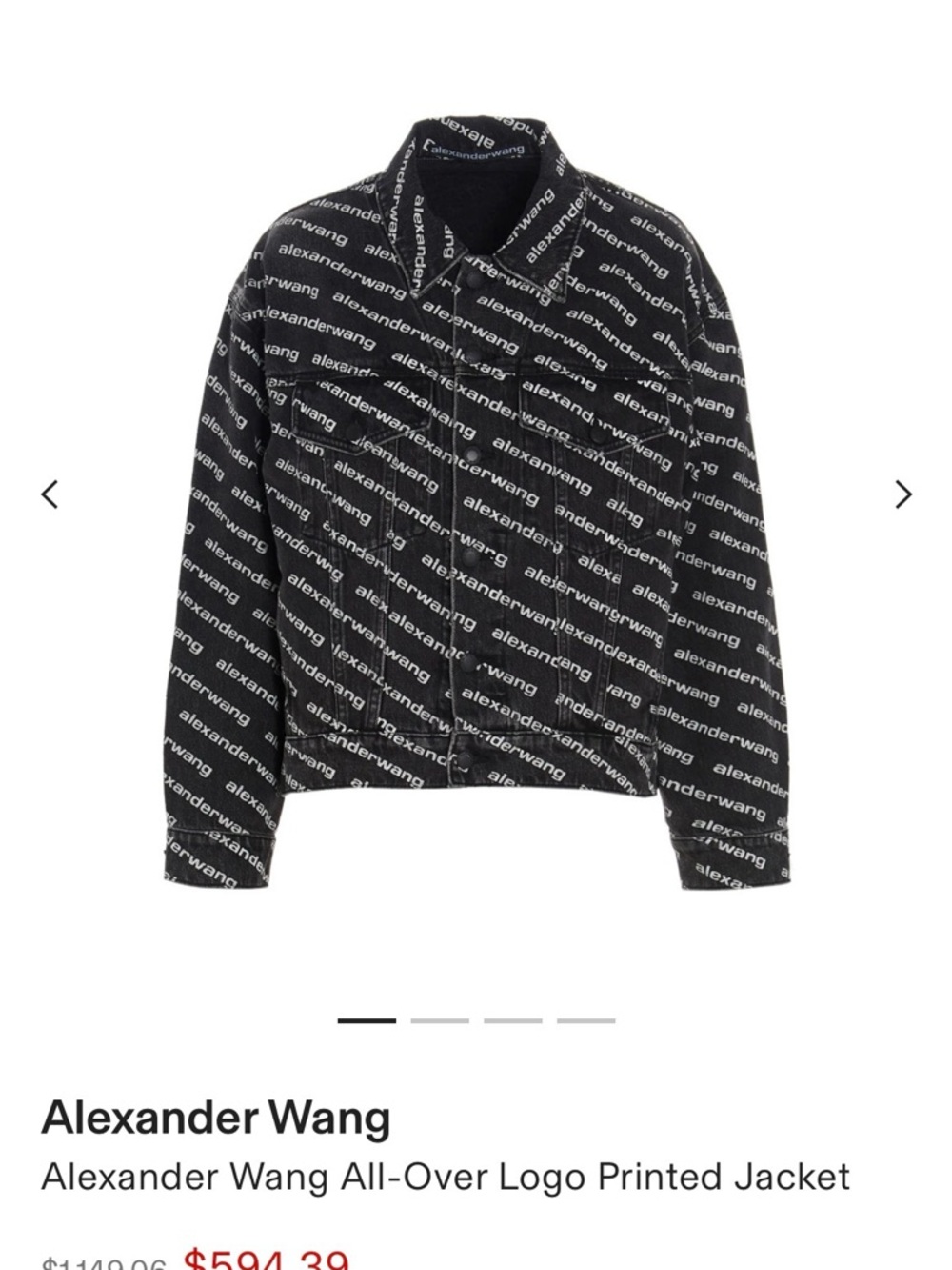 Alexander Wang black and white all-over logo printed jacket denim jacket